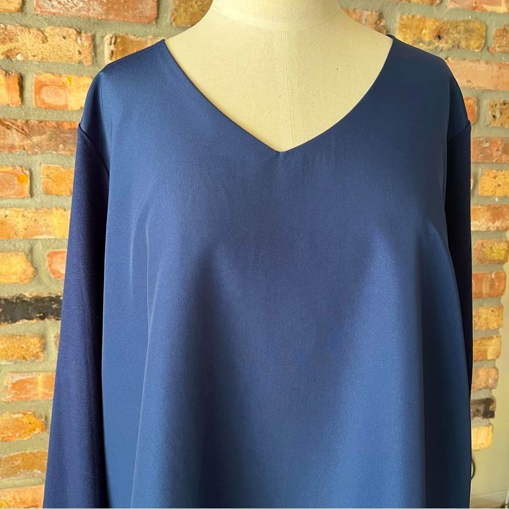 DG2 by Diane Gilman Easy Top 3/4-Sleeve Blouse Navy Blue XL